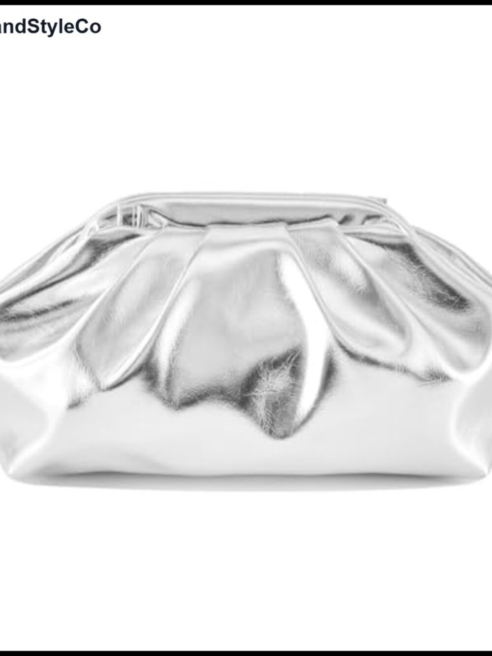 Pleated Evening Clutch Purse Metallic Vegan PU Shoulder Bag
